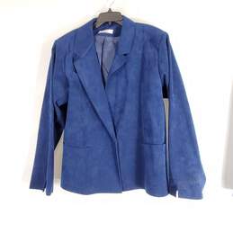I.Magnin Women Blue Suede Suit Set Sz 22 alternative image