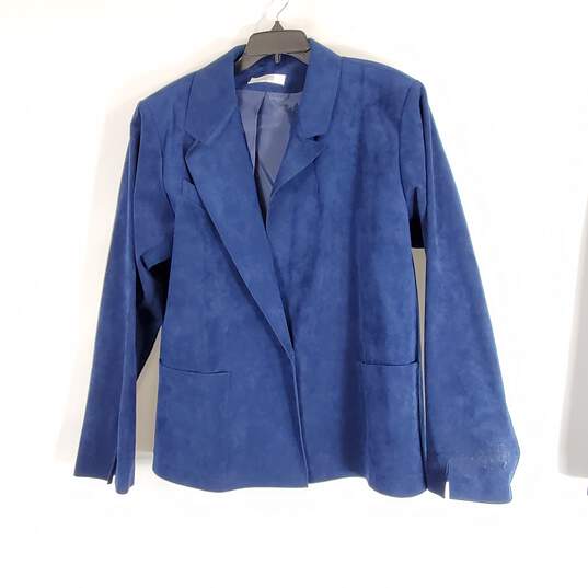 I.Magnin Women Blue Suede Suit Set Sz 22 image number 2