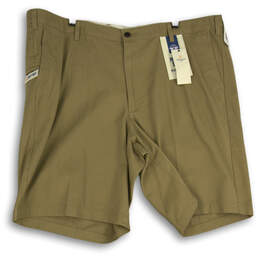 NWT Mens Khaki Flat Front Slash Pocket Classic Fit Chino Shorts Size 46