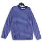 Womens Blue White Striped Crew Neck Long Sleeve Pullover T-Shirt Size XXL image number 1