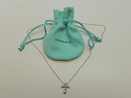 Tiffany & Co 950 Platinum Elsa Peretti Cross Pendant Necklace 4.8g