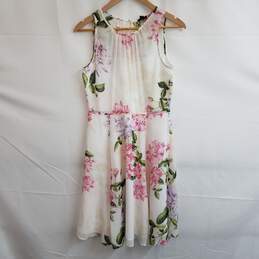 Ann Taylor factory white floral fit and flare dress 8 petite nwt