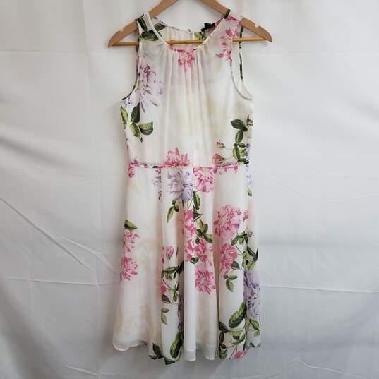 Ann Taylor factory white floral fit and flare dress 8 petite nwt image number 1