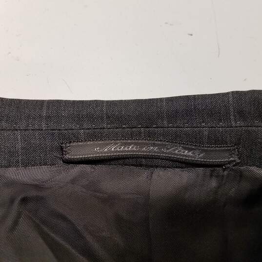 Mens Black Pinstripe Pockets Long Sleeve Collared Blazer Jacket Size Medium image number 3