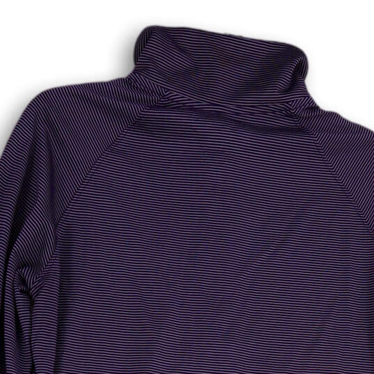 Mens Purple Striped Mock Neck 1/2 Zip Long Sleeve Softball Jacket Size M image number 4