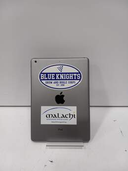 Apple iPad Air Tablet Model: A1474 With BLUE KNIGHTS DRUM AND BUGLE CORPS 1958 Sticker And Malachi Winterguard Sticker On Back alternative image
