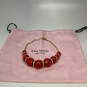 Designer Kate Spade Gold-Tone Chain Red Beads Statement Necklace w/Dust Bag image number 1