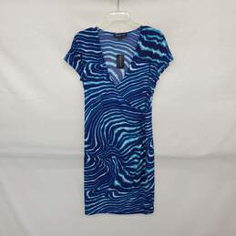 Jones New York Dark Blue Combo Patterned Faux Wrap Dress WM Size M NWT alternative image