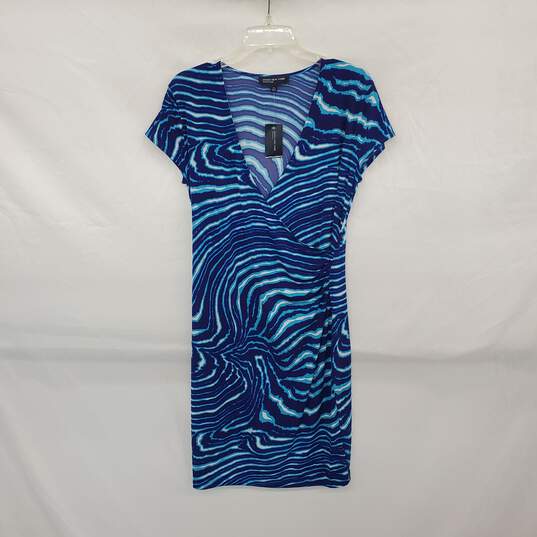 Jones New York Dark Blue Combo Patterned Faux Wrap Dress WM Size M NWT image number 2