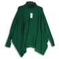 NWT Womens Green Knitted Long Sleeve Turtleneck Poncho Sweater Size XL image number 1