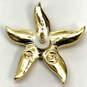 Designer Swarovski Gold-Tone Rhinestone Starfish Shape Tack Brooch Pin image number 3