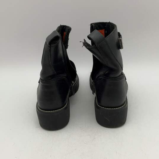 Harley Davidson Womens Black Leather Round Toe Ankle Biker Boots Size 8 image number 4