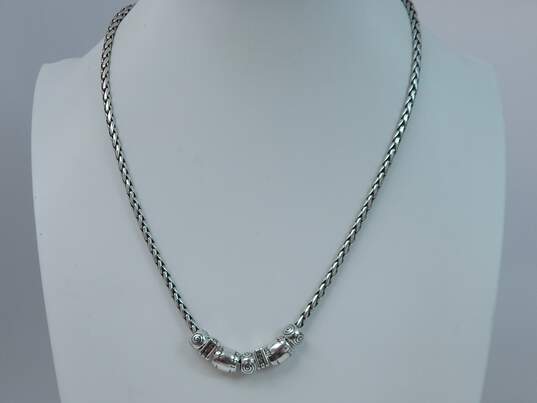 Brighton Silver Tone Wheat Chain Scrolled Charm Pendant Necklaces image number 2