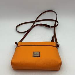 Dooney And Bourke Womens Orange Brown Leather Adjustable Strap Crossbody Purse