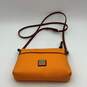 Dooney And Bourke Womens Orange Brown Leather Adjustable Strap Crossbody Purse image number 1