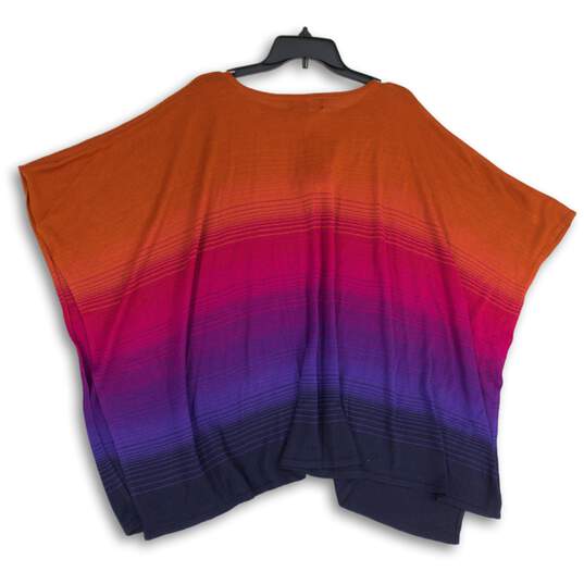 NWT Jones New York Womens Orange Purple Ombre Poncho Pullover Sweater One Size image number 2