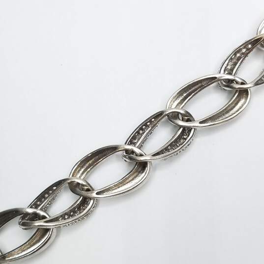 Sterling Silver Diamond Oval & Smooth Link 7in Bracelet 28.3g image number 5
