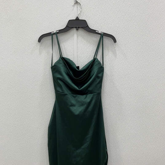 NWT Womens Green Sleeveless Cowl Neck Side Slit Maxi Dress Size Small image number 3