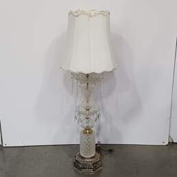 Vintage Crystal and Brass Lamp w/ Shade