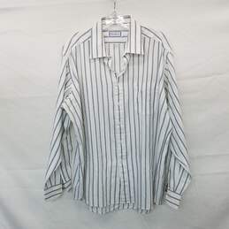 Yves Saint Laurent White Striped Cotton Blend Dress Shirt Mn Size 17.5 AUTHENTICATED