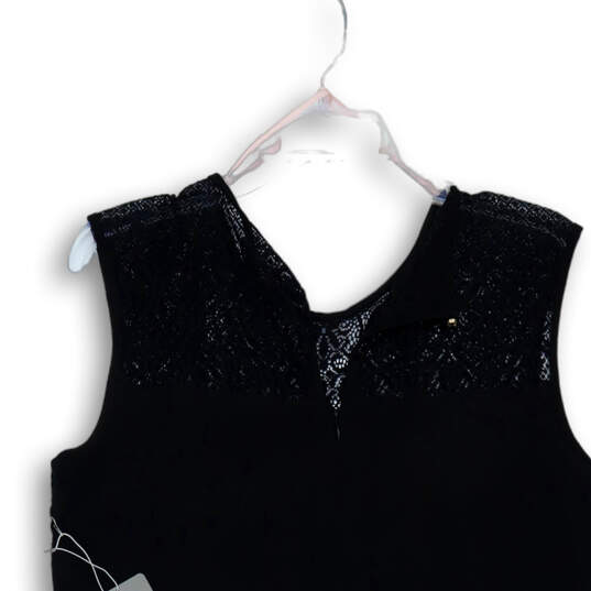 NWT Womens Black Lace Sleeveless Round Neck Back Zip Mini Dress Size Medium image number 4
