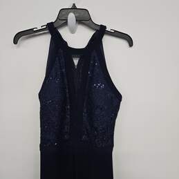 Navy Blue Lace Trim Halter Top Dress alternative image