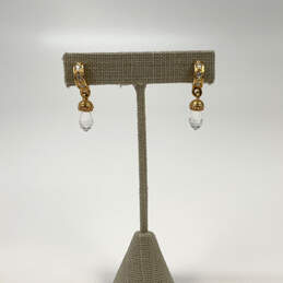 Designer Swarovski Gold-Tone Crystal Cut Stone Fashionable Dangle Earrings