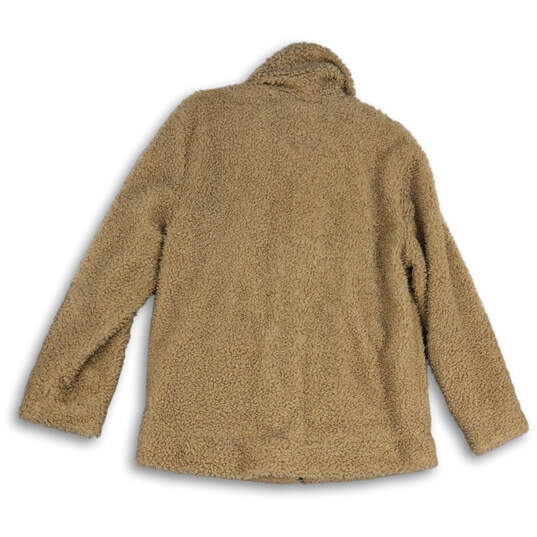 Womens Beige Long Sleeve Front Pockets Fur Trim Full-Zip Jacket Size Medium image number 2