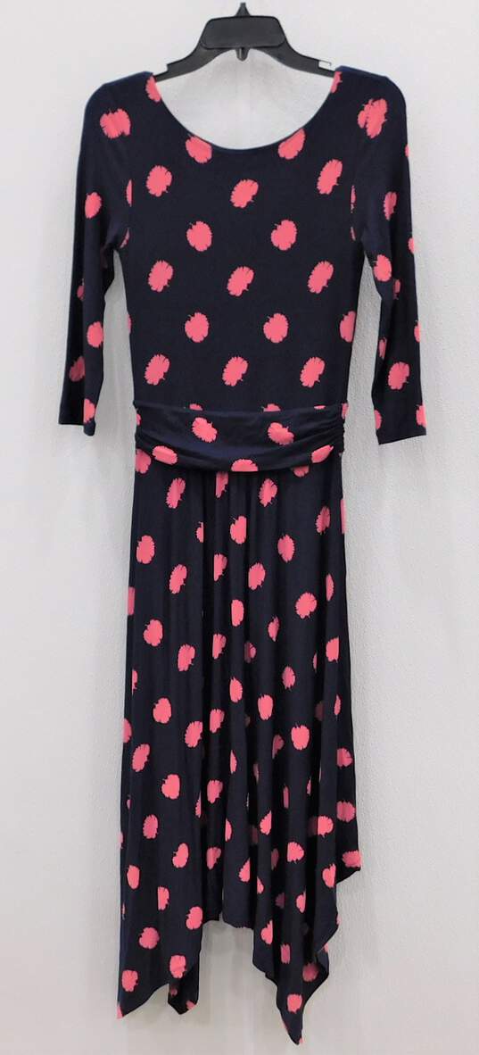 Boden Navy And Pink Floral Pattern Jersey Long Sleeve Dress Size 4R image number 2