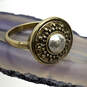 Designer Lucky Brand Gold-Tone White Pearl Face Epic Round Band Ring image number 1