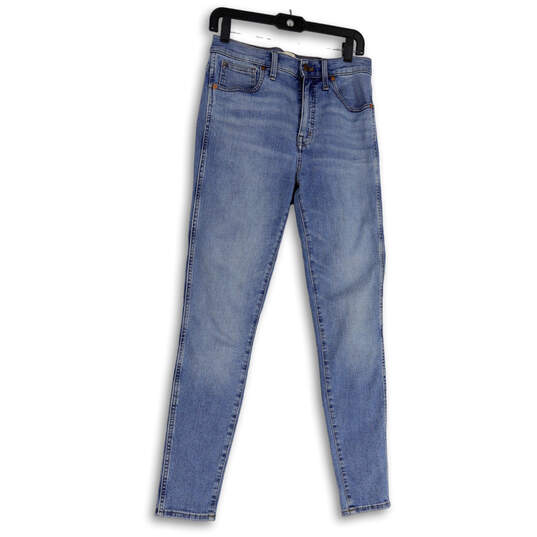 Womens Blue Medium Wash Pockets Stretch Denim Skinny Leg Jeans Size 27 Tall image number 1