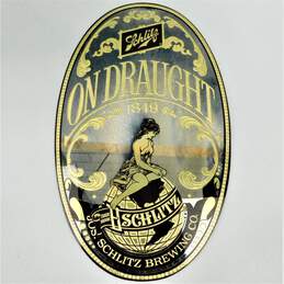 VNTG Schlitz On Draught Art Nouveau Style Beer Mirror Barware Advertising Sign