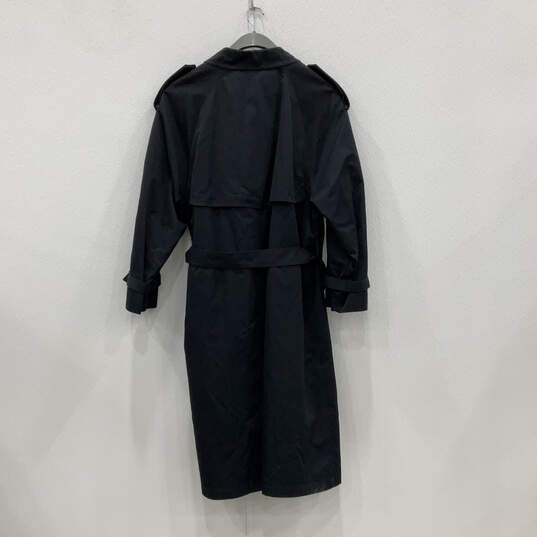 Womens Blue Long Sleeve Double-Breasted Belted Trench Coat Size 44 image number 2