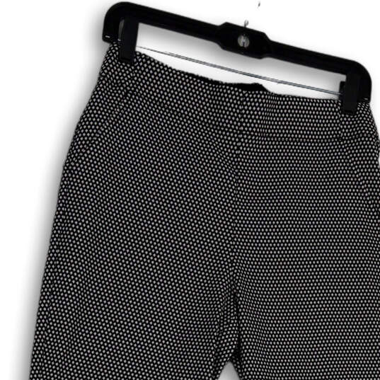 Womens Black White Print Elastic Waist Slash Pockets Pull-On Jegging Pants image number 3