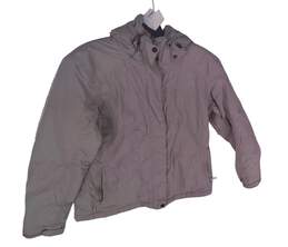 Womens Gray Long Sleeve Hooded Full Zip Windbreaker Jacket Size Medium alternative image