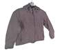 Womens Gray Long Sleeve Hooded Full Zip Windbreaker Jacket Size Medium image number 2