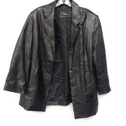 Valerie by Valerie Stevens Button Closure Black Leather Jacket Size Medium