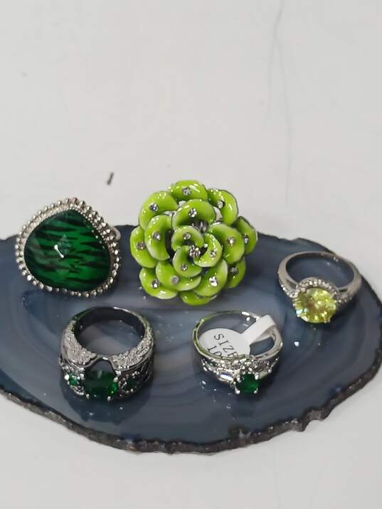 Bundle of Assorted Green Tone Fashion Costume Jewelry image number 3