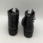 Womens Black Leather Round Toe Lace-Up Motorcycle Boots Size 10 C image number 4