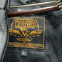 Mens Black Leather Long Sleeve Pocket Full-Zip Motorcycle Jacket Size LT image number 5