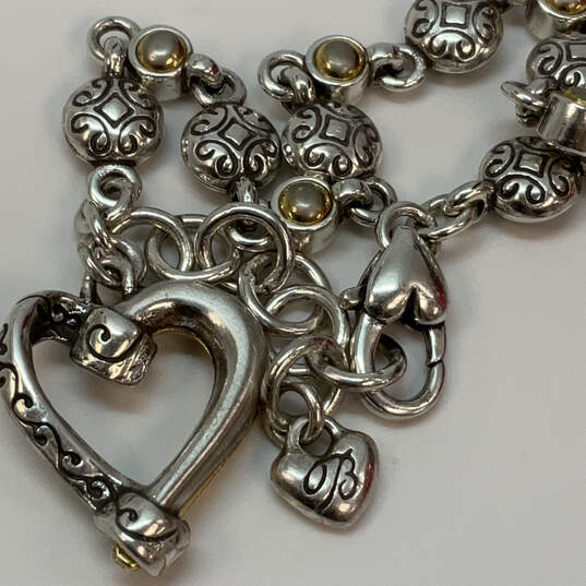 Designer Brighton Two-Tone Adjustable Link Chain Heart Charm Bracelet image number 4