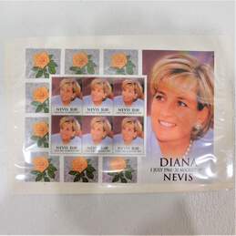 2 Princess Diana Memorial Stamp Sheetlet - Cambodia  and  Nevis Uncut Sheets W/ Extras alternative image