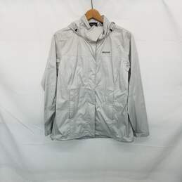 Marmot Light Gray Nylon Hooded Full Zip Jacket WM Size XL