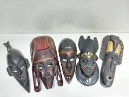 5pc Set of Ghana Handmade Tribal Ceremonial Masks