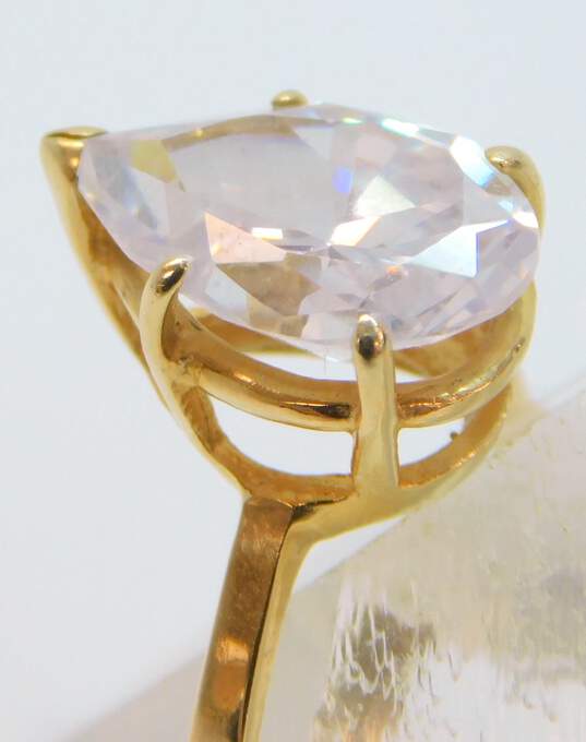 14K Yellow Gold Pear Cut Cubic Zirconia Ring 2.7g image number 3