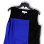Womens Blue Black Sleeveless Round Neck Stretch Shift Dress Size 10 image number 3