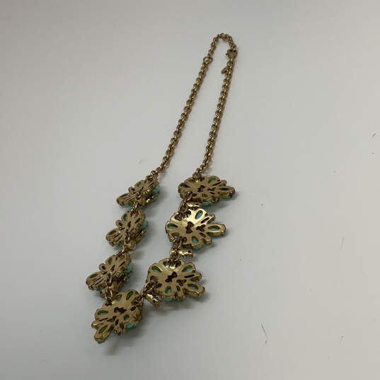 Designer J. Crew Gold-Tone Chain Flower Crystal Stone Statement Necklace image number 2