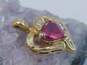 10K Yellow Gold Ruby & CZ Ribbon Heart Pendant 1.6g image number 3