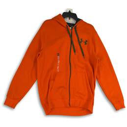NWT Under Armour Mens Orange Drawstring Long Sleeve Full-Zip Hoodie Size Large