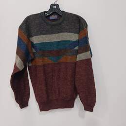 Vintage Pendleton Men's Multicolor Striped 100% Wool Crew Neck Sweater Size M
